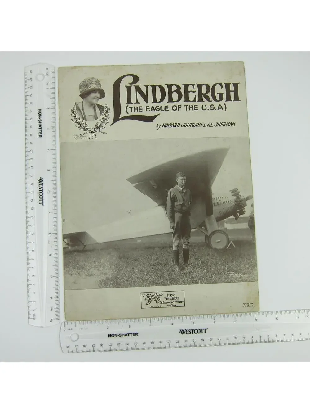 Lindbergh The Eagle of the USA Sheet Music Charles Lindbergh Photo Vintage 1927